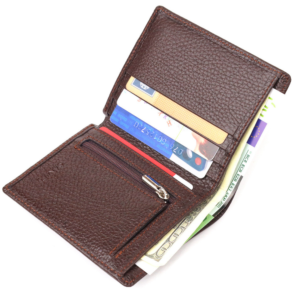 Мужское портмоне из натуральной зернистой кожи CANPELLINI 21498 Коричневое Киев - изображение 5