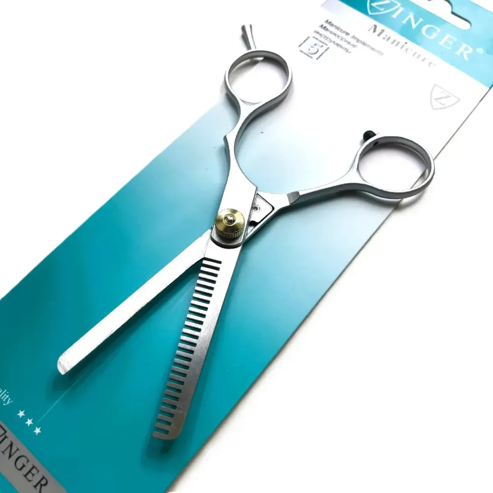 Перукарські ножиці Zinger суцільнометалеві, одностороннє філіровка, розмір леза – 5,6 см. Київ - фото 8
