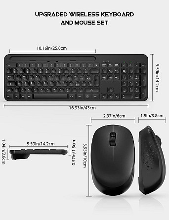 Беспроводной комплект клавиатура и мышь, 2.4G USB, 110 клавиш, слот для смартфона, черный, для ноутб Киев - изображение 8
