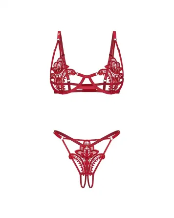 Комплект Obsessive Luise Sublim Red 2-pcs crotchless set L/XL Львов
