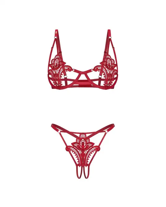 Комплект Obsessive Luise Sublim Red 2-pcs crotchless set L/XL Львов - изображение 6