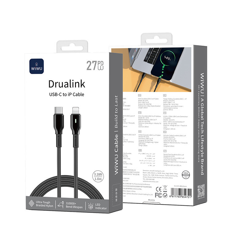 Кабель WIWU 27W Duralink Series Nylon Braided Cable Wi-C076 C-L 1M Одесса - изображение 2