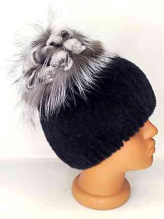 Меховая шапка женская цветок Rex Мишель Черный Харьков
