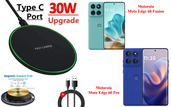 Беспроводное зарядное устройство Copper до 30W для Motorola Moto Edge 60 Pro, USB-C, LED Киев