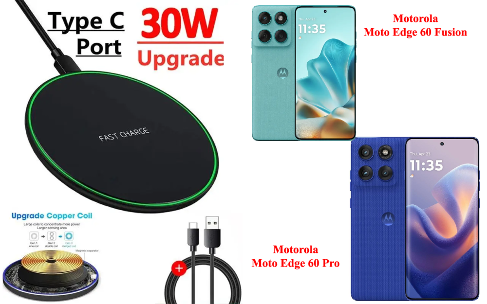 Бездротовий зарядний пристрій Copper до 30W для Motorola Moto Edge 60 Pro, USB-C, LED Київ - фото 5