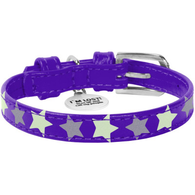 Ошейник для животных WAUDOG Glamour с QR паспортом "Звездочка" XS Ш 12 мм Д 19-25 см фиолетовый (35839) Винница - изображение 2
