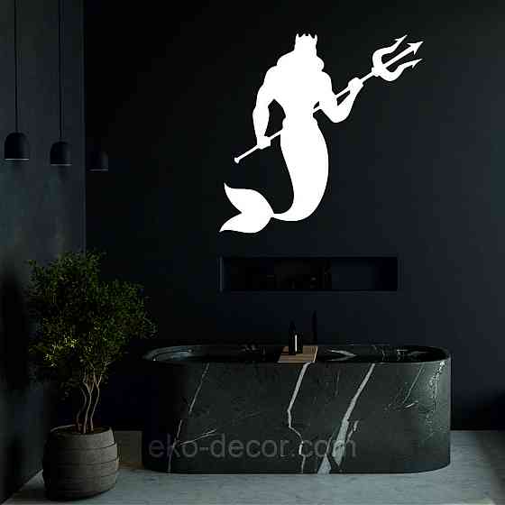 Декоративное настенное 3D Панно «Морской царь» Декор на стену с объемом 50*48 см, Белый Киев