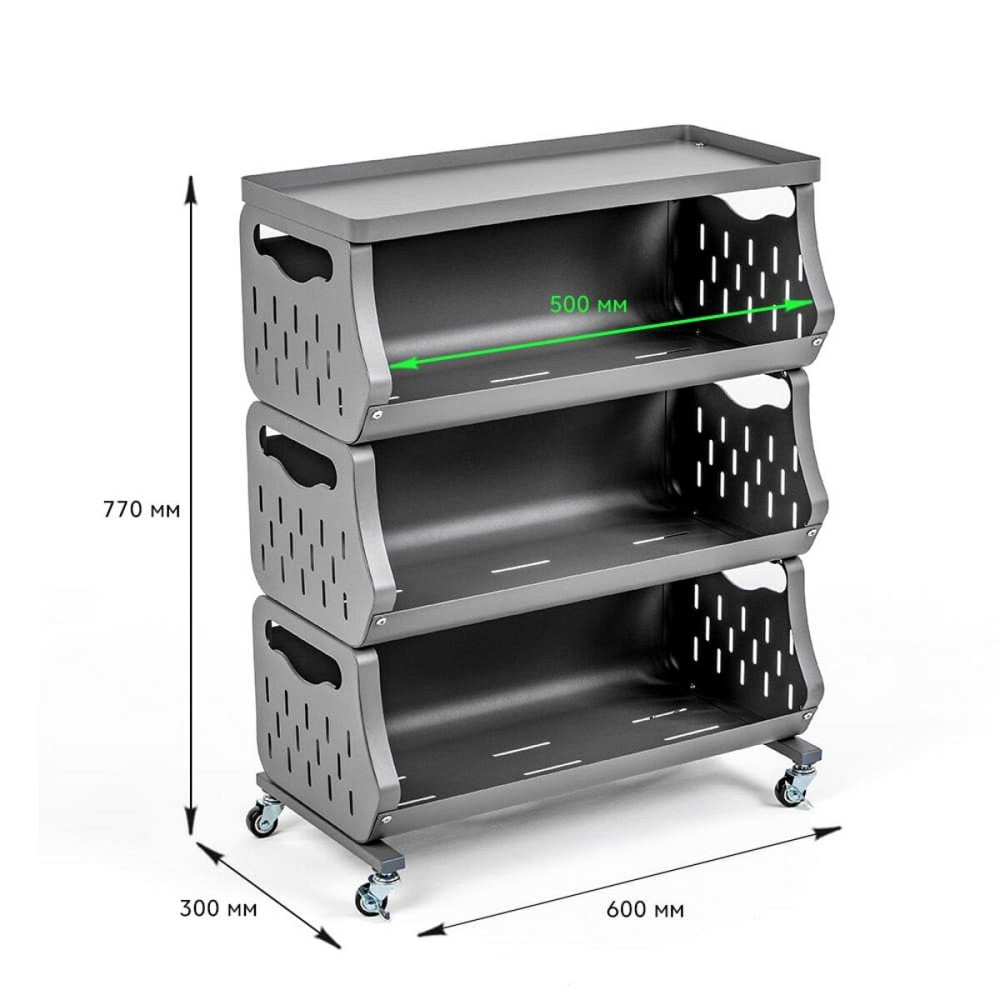 Стеллаж универсальный для хранения трехъярусный 60х30х77см SW-00002259 Днепр - изображение 3