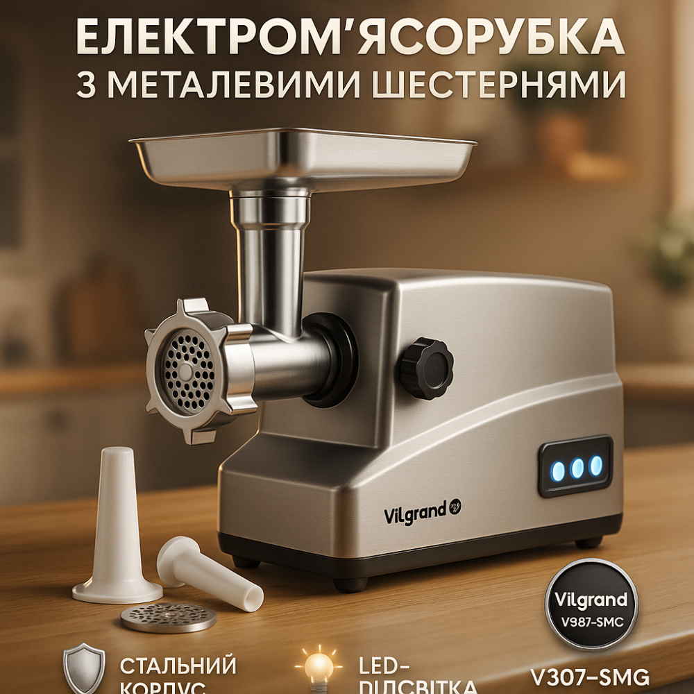 М'ясорубка 3 в 1 ViLgrand, Портативна м'ясорубка для кухні 'з металевим корпусом BM-29 Львів - фото 13