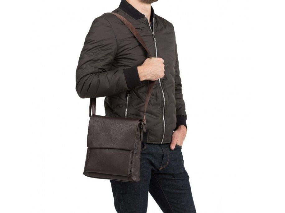 Сумка мессенджер Vintage 14577 кожаная Коричневая Киев - изображение 8