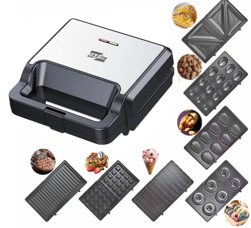 Вафельница сэндвичница 7в1 Zepline ZP-806 Мультимейкер 2200 Вт со сменными антипригарными пластинами Одесса - изображение 3