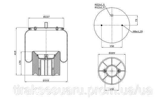 Пневморессора с стаканом SAF SCHMITZ 016512 Пневмоподушка 016512 SAF SCHMITZ Луцк