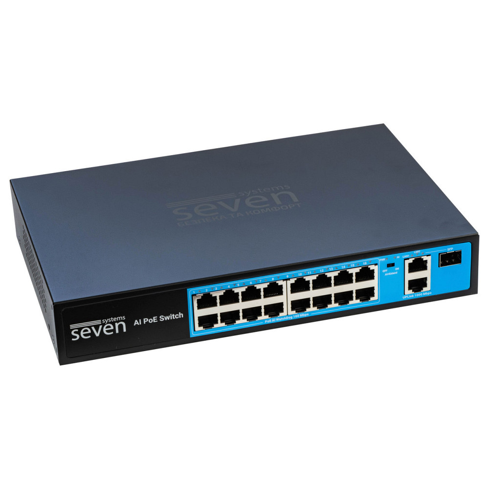 PoE комутатор 16 портів SEVEN P-73216G-SFP (POE: 16, UP: 2G+1SFP) Київ - фото 10