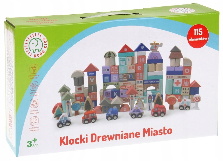 Набор деревянных развивающих кубиков для детей город 115 блоков с ковриком Kruzzel (11228) Нововолынск - изображение 10