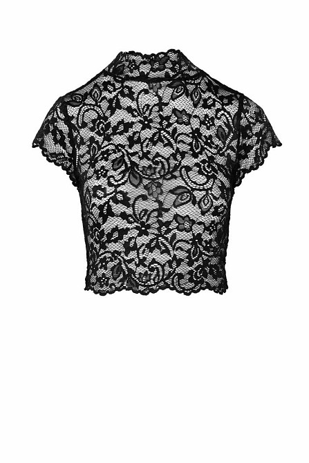 Топ Noir Handmade F303 Essence, S, black, мереживний, короткий рукав, комір-стійка Sex Aura Київ - фото 4