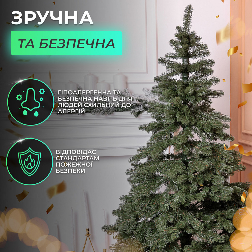 Лита штучна ялинка 2.3 м зелена, новорічна ялинка Карпатська V18 ялинка штучна реалістична Прем Київ - фото 5