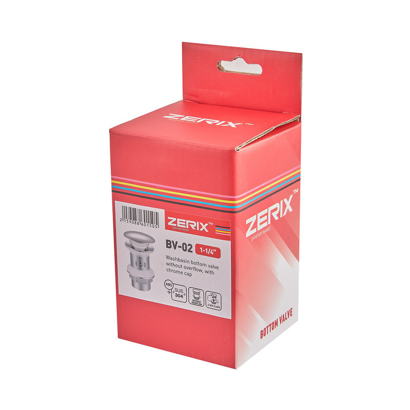 Донный клапан для раковины Zerix BV-02 1 1/4'' без перелива автоматический СLICK-СLACK (Цвет хром) (ZX6015) Киев - изображение 8