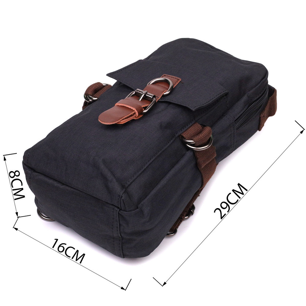 Незвичайна плечова сумка для чоловіків із щільного текстилю Чорний (Vintage) Київ - фото 7