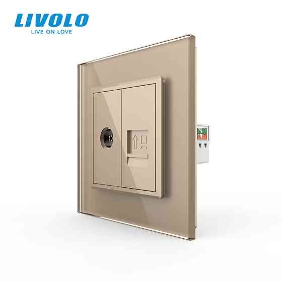 LIVOLO Розетка комп'ютерна RJ-45 і ТБ розетка Livolo золото скло (VL-C791VC-13) Коломия