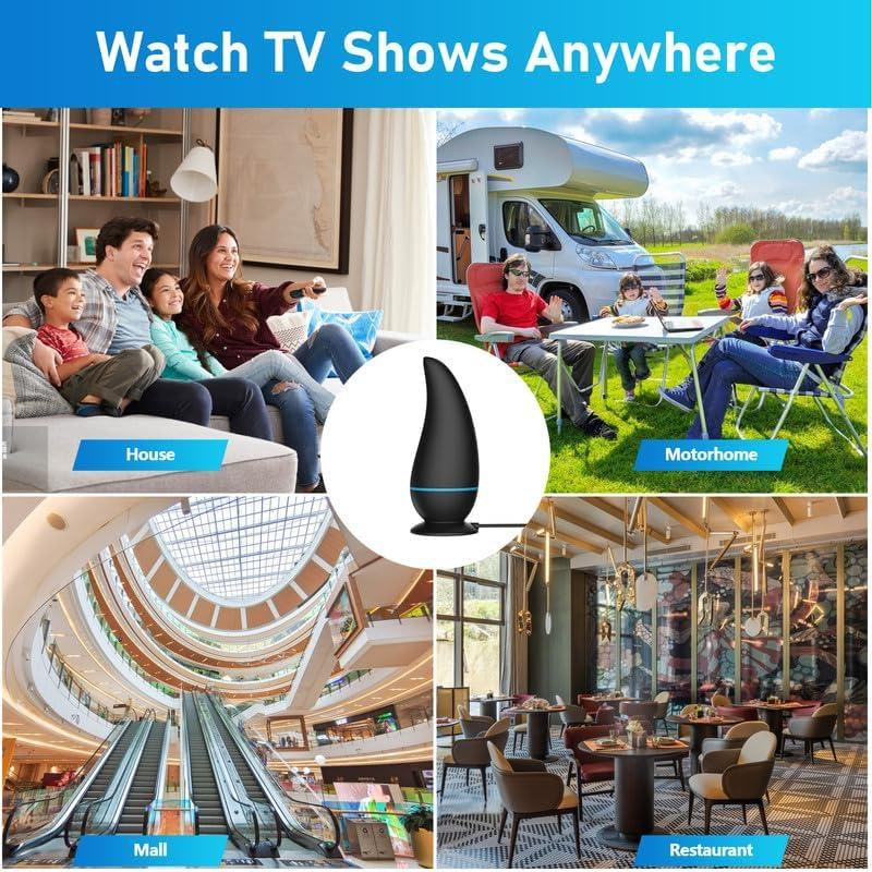 Кімнатна цифрова HD-антена для Smart TV ITBAZ з підсилювачем сигналу 600 миль — ТБ-антена з підтримкою 4K 1080P, Чорна Київ - фото 7