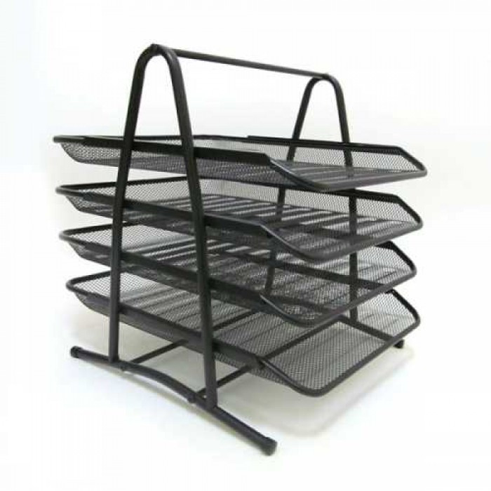DSCN1086B Лоток/бумаги метал.горизонт."Сетка" 4отдел,черн, 1шт/этикетка, шт Київ - фото 1