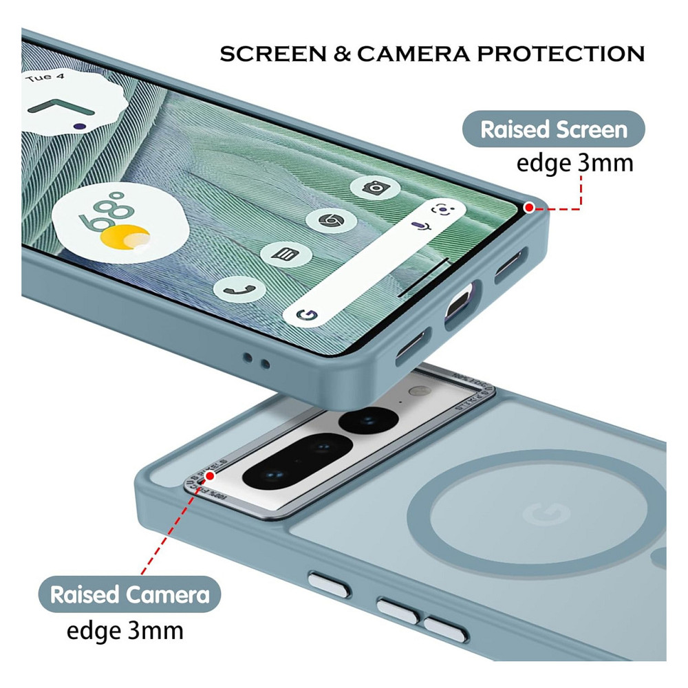 Чохол накладка YINLAI для Google Pixel 7 Pro сумісний з MagSafe прозорий матовий тонкий ударостійкий сіро-синій пластик Київ - фото 7