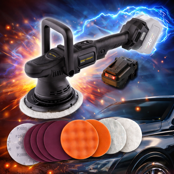 Полірувальна машинка акумуляторна Procraft PM22,Полірувальні машини для авто двигун безщітковий 2500 4800 об хв  без АКБ та ЗП Львів