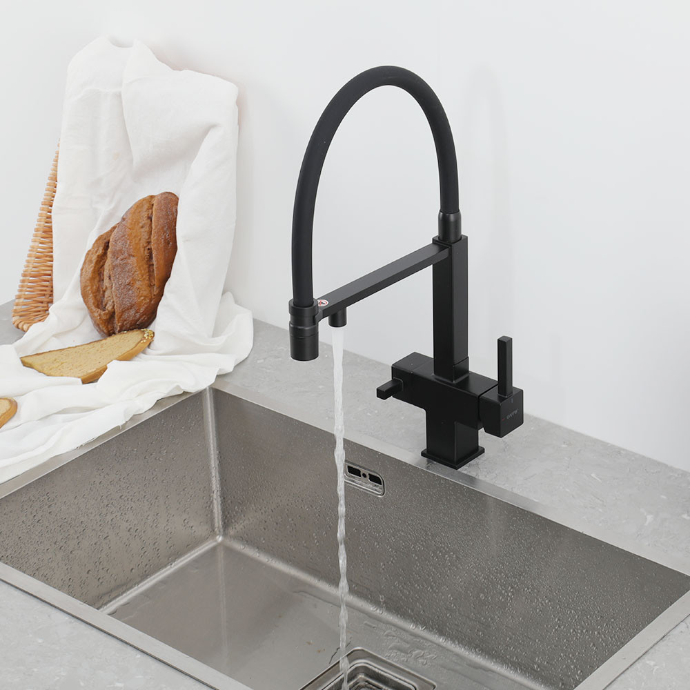 Смеситель для кухни с подключением к фильтру GAPPO G4395-56 с гибким изливом, черный Киев - изображение 4