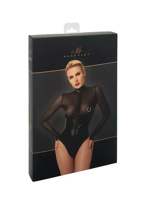 Боді Noir Handmade F321 Edge wetlook and mesh body with rings - XXL Львів - фото 9