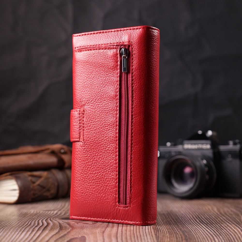 Женский кошелек на четыре отделения для купюр из натуральной кожи ST Leather 22549 Красный Киев - изображение 10