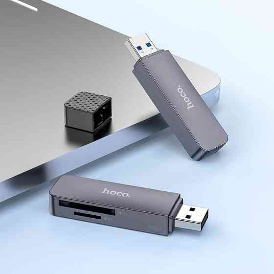 Кардрідер HOCO HB45 Spirit 2-in-1 USB 2.0 card reader Metal Gray Одесса
