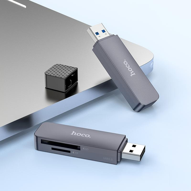 Кардрідер HOCO HB45 Spirit 2-in-1 USB 2.0 card reader Metal Gray Одесса - изображение 5