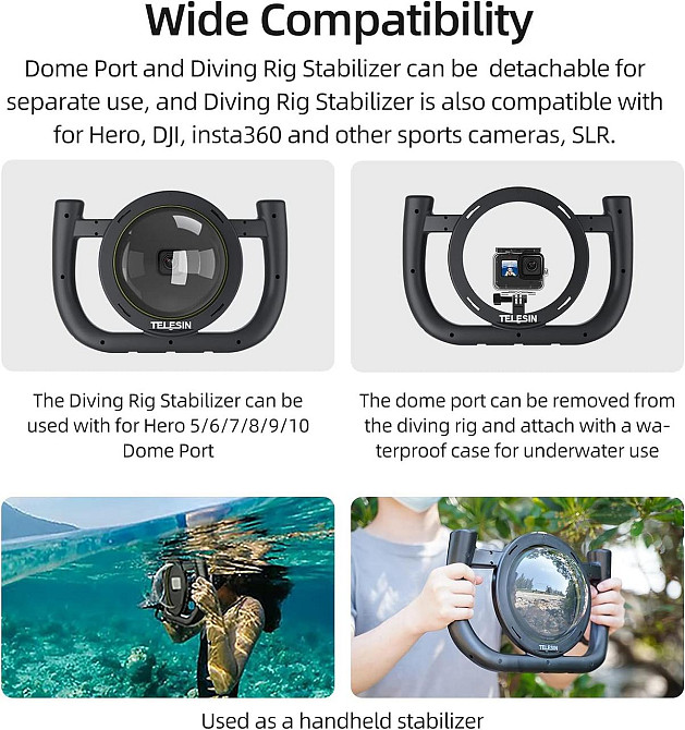 Аквабокс GoPro Hero 12/11/10/9 Водонепроникний бокс кейс корпус для екшн камери для дайвінгу плавання з підводним стабілізатором Київ - фото 3