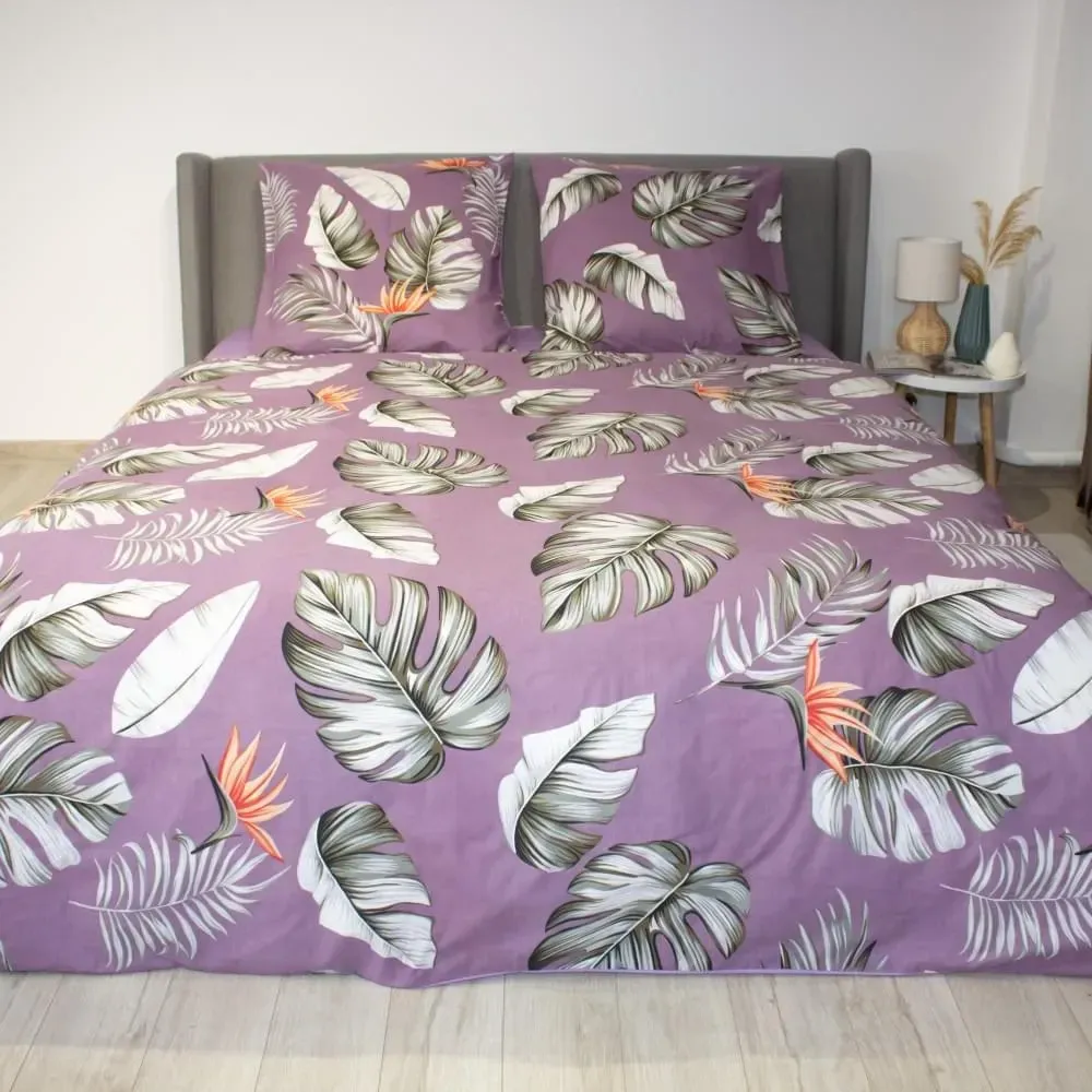 Постільна білизна ТЕП євро розмір ранфорс бязь 200 220 з малюнком листя фіолетова Soft Dreams Одеса - фото 4