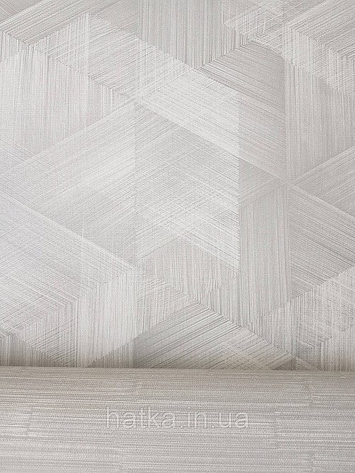Шпалери метрові вінілові на флізеліні Sintra Vila геометрія фігури трикутники 3д сірі із зеленим 535622 Київ - фото 4