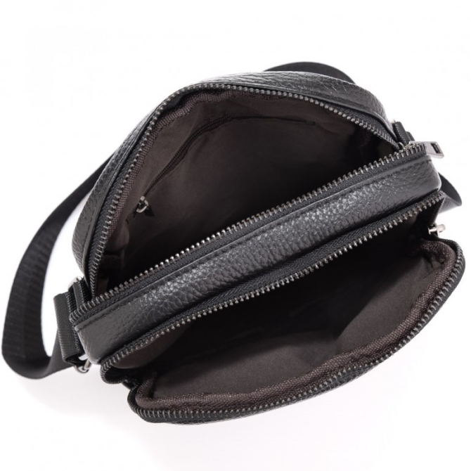 Кожаная мужская сумка через плечо черная Tiding Bag 4134A Киев - изображение 8