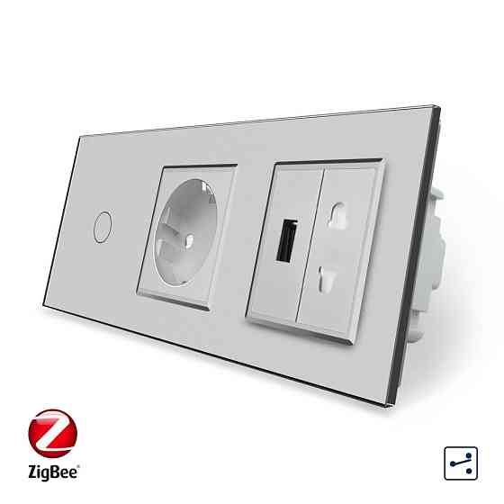 LIVOLO Розумний сенсорний прохідний/перехресний вимикач 1 сенсор 1 розетка 1 USB 1 розетка унів Коломыя