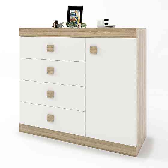 Комод с дверью и 4-мя ящиками Эверест Соната-5 105х38х94 дуб сонома + белый (DTM-2062) Львов