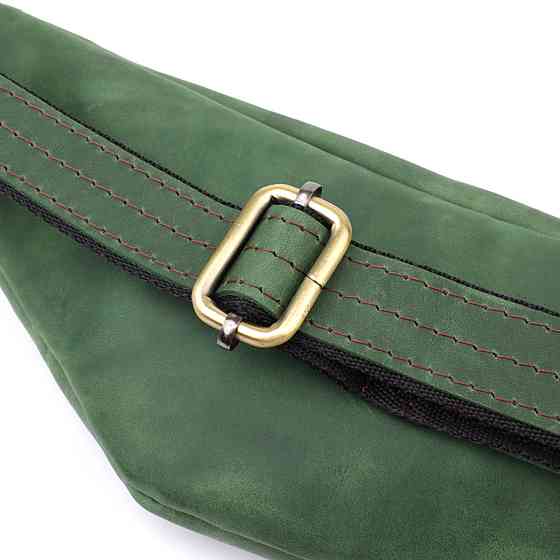 Містка бананка для чоловіків з натуральної вінтажної шкіри Shvigel 23133 Зелений Київ