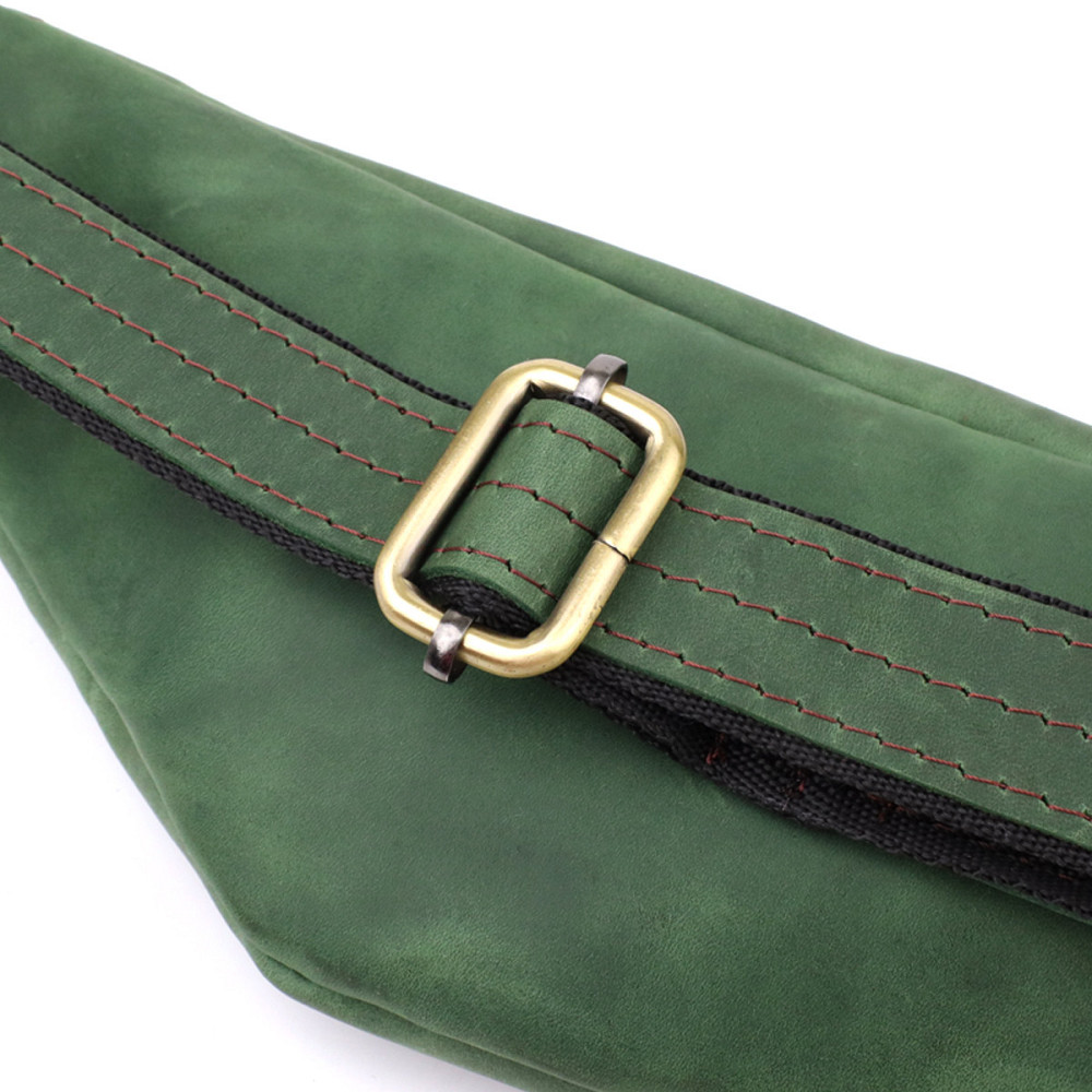 Вместительная бананка для мужчин из натуральной винтажной кожи Shvigel 23133 Зеленый Киев - изображение 5