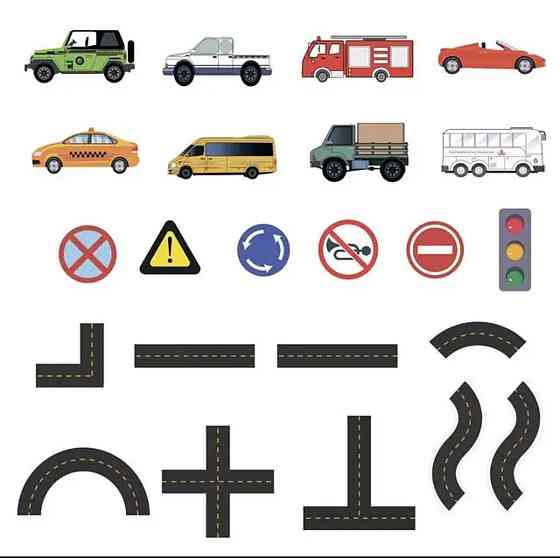 Набір іграшок для ванної дороги та транспорту 23 шт різнокольоровий Київ