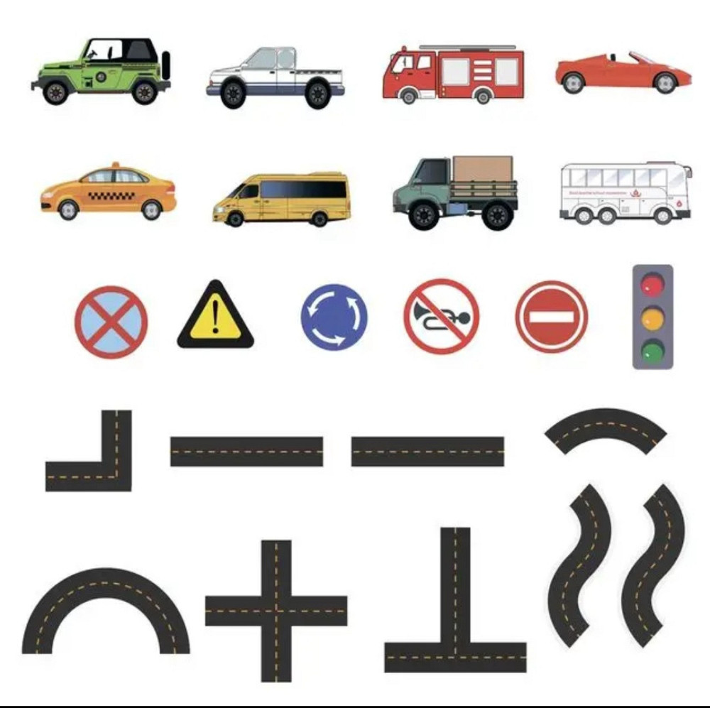 Набір іграшок для ванної дороги та транспорту 23 шт різнокольоровий Київ - фото 3