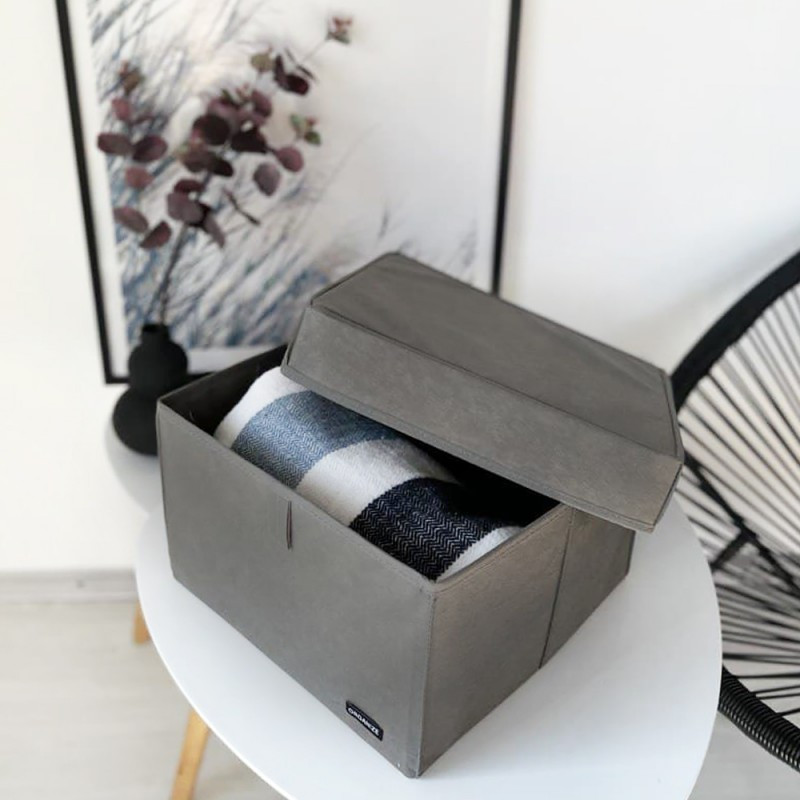 Короб для зберігання речей із кришкою 30х30х20см (Сірий) Суми - фото 1