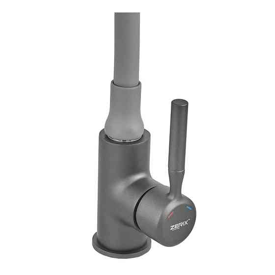 Змішувач для кухні Zerix Atrium-011-T Graphite Refl.Gray (латунь/колір графіт+силіконовий сірий вилив) (ZX6107) Чернівці
