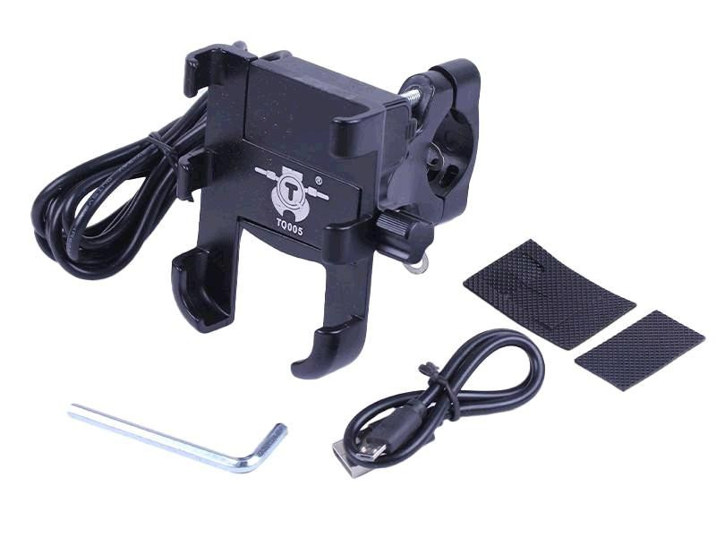 Крепление для телефона на руль HFCM-29 алюминий черный (с зарядкой) Мукачево - изображение 1