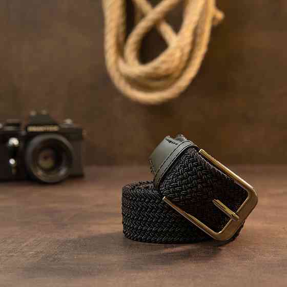 Текстильный ремень мужской классика Vintage 20521 Черный Киев