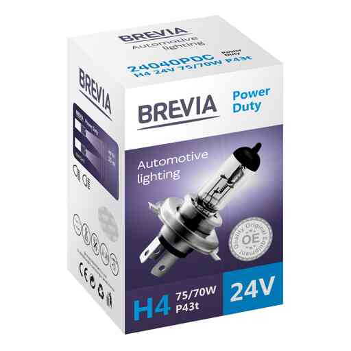 Галогенова лампа Brevia H4 24V 75/70W P43t Power Duty CP Львів