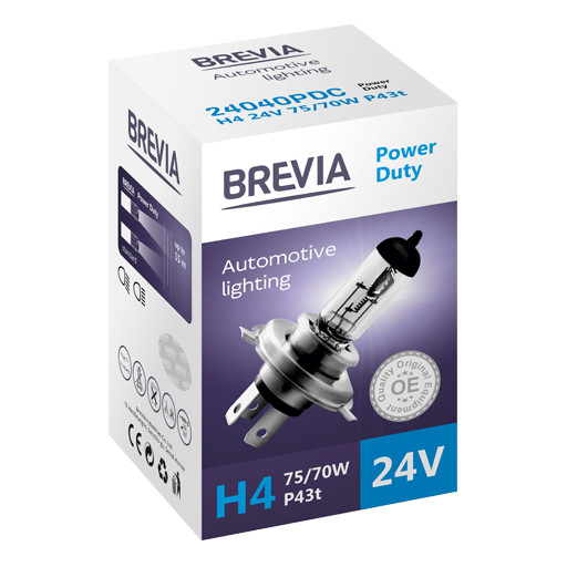 Галогенова лампа Brevia H4 24V 75/70W P43t Power Duty CP Львів - фото 1