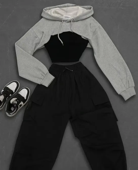 Жіноча стильна прогулянковий  кроп-худі двонитка Одеса - фото 4