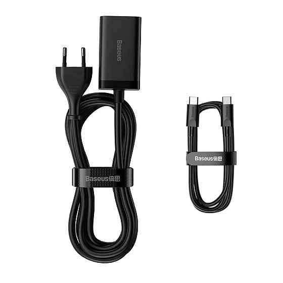 Мережевий зарядний пристрій Baseus GaN3 Pro Desktop Fast Charger 2C+2U 65W (Cable Type-C to Type-C 100W(20V/5A) 1m) Black Київ